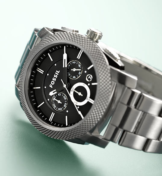  Shop Authentic Fossil Machine Chronograph Black Dial Silver Steel Strap Watch for Men - FS4776 - Luxxuri
