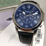  Shop Authentic Fossil Grant Chronograph Blue Dial Black Leather Strap Watch for Men - FS4990 - Luxxuri