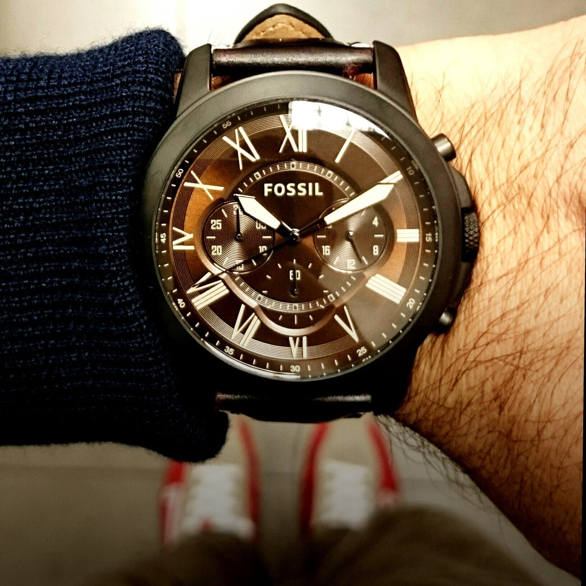  Shop Authentic Fossil Grant Chronograph Brown Dial Brown Leather Strap Watch for Men - FS5088 - Luxxuri