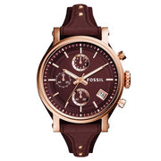  Shop Authentic Fossil Original Boyfriend Sport Chronograph Maroon Dial Maroon Leather Strap Watch for Women - ES4114 - Luxxuri