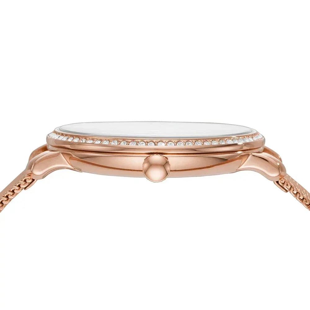  Shop Authentic Fossil Jacqueline Quartz Rose Gold Dial Rose Gold Mesh Strap Watch for Women - ES4628 - Luxxuri
