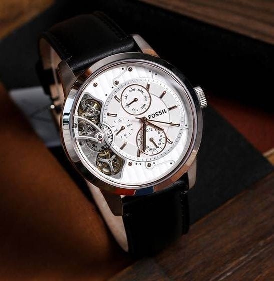  Shop Authentic Fossil Townsman Twist Multifunction White Dial Black Leather Strap Watch for Men - ME1164 - Luxxuri