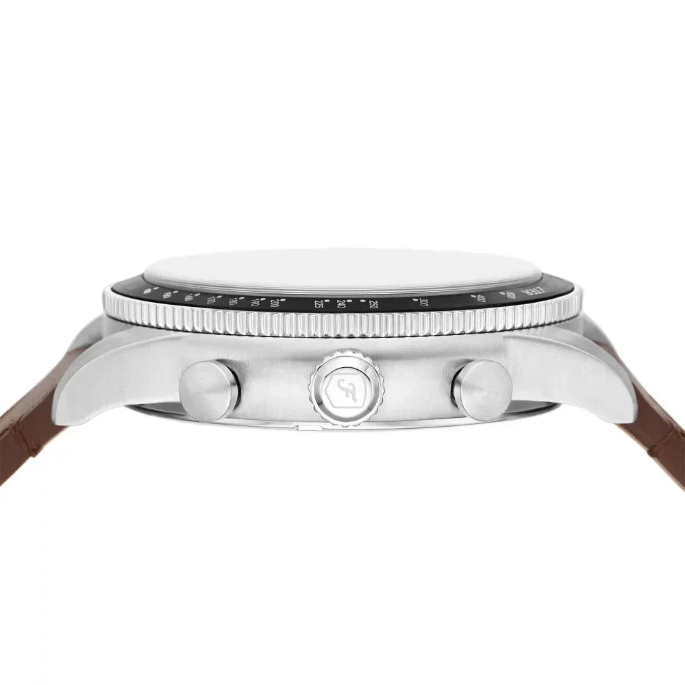  Shop Authentic Fossil Sport Tourer Chronograph White Dial Brown Leather Strap Watch for Men - FS6042 - Luxxuri