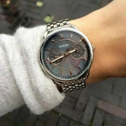  Shop Authentic Fossil Tailor Mother of Pearl Black Dial Silver Steel Strap Watch for Women - ES3911 - Luxxuri