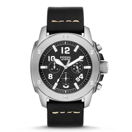  Shop Authentic Fossil Modern Machine Chronograph Black Dial Black Leather Strap Watch for Men - FS4928 - Luxxuri