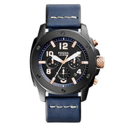 Shop Authentic Fossil Modern Machine Chronograph Black Dial Blue Leather Strap Watch for Men - FS5066 - Luxxuri