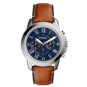  Shop Authentic Fossil Grant Chronograph Blue Dial Brown Leather Strap Watch for Men - FS5210 - Luxxuri