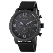  Shop Authentic Fossil Nate Chronograph Black Dial Black Leather Strap Watch for Men - JR1354 - Luxxuri