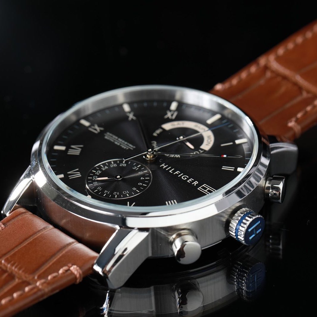  Shop Authentic Tommy Hilfiger Kane Grey Dial Brown Leather Strap Watch for Men - 1710398 - Luxxuri