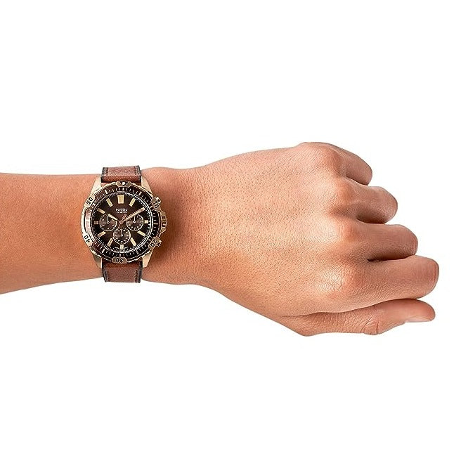  Shop Authentic Fossil Garrett Chronograph Brown Dial Brown Leather Strap Watch for Men - FS5867 - Luxxuri