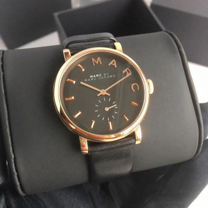  Shop Authentic Marc Jacobs Baker Black Dial Black Leather Strap Watch for Women - MBM8633 - Luxxuri