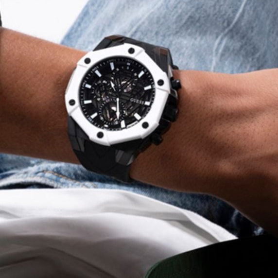  Shop Authentic Guess Formula Chronograph Black Dial Black Silicone Strap Watch For Men - GW0579G1 - Luxxuri