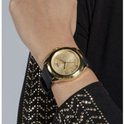  Shop Authentic Guess Cubed Analog Gold Dial Black Silicone Strap Watch For Women - GW0665L1 - Luxxuri