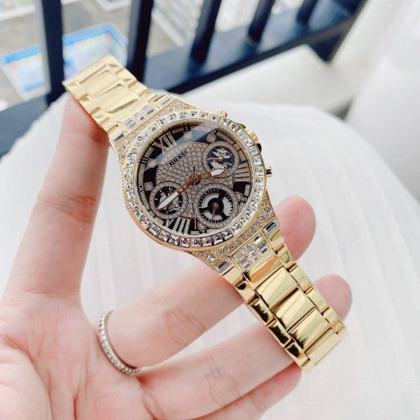  Shop Authentic Guess Moonlight Diamonds Gold Dial Gold Steel Strap Watch for Women - GW0320L5 - Luxxuri