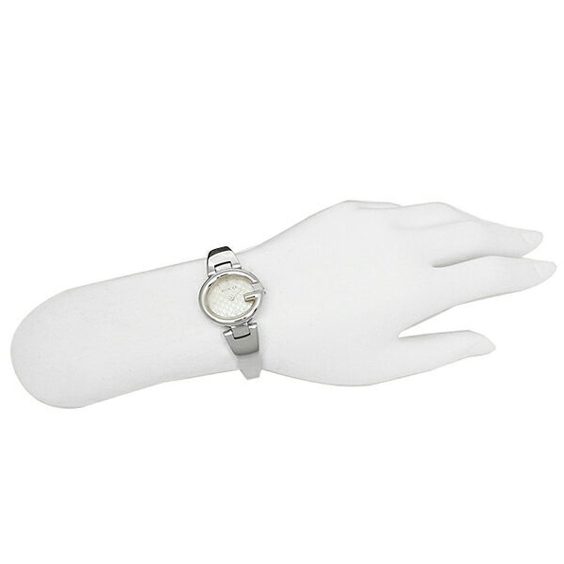  Shop Authentic Gucci Guccissima Quartz Silver Dial Silver Steel Strap Watch For Women - YA134511 - Luxxuri