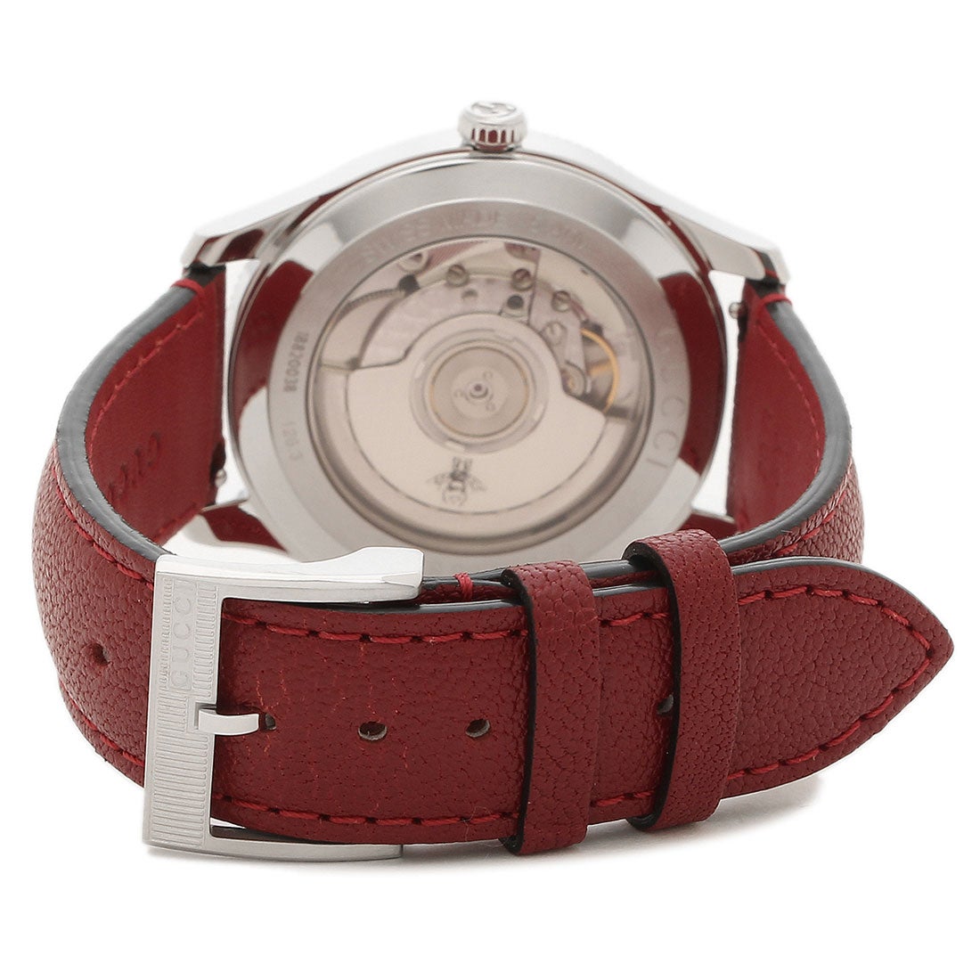  Shop Authentic Gucci G Timeless Automatic Silver Dial Red Leather Strap Watch For Men - YA126346 - Luxxuri