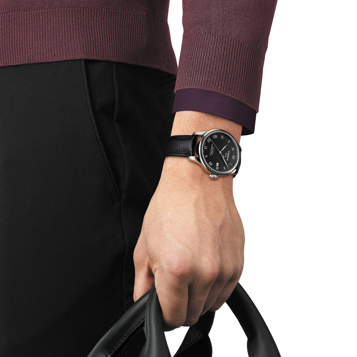  Shop Authentic Tissot Le Locle Powermatic 80 Black Dial Black Leather Strap Watch For Men - T006.407.16.053.00 - Luxxuri