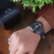  Shop Authentic Armani Exchange Hampton Chronograph Black Dial Black Steel Strap Watch For Men - AX2413 - Luxxuri