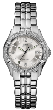  Shop Authentic Guess Water Pro Diamonds Silver Dial Silver Steel Strap Watch For Women - G75511M - Luxxuri