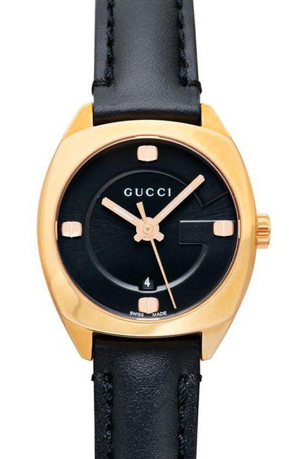  Shop Authentic Gucci GG2570 Quartz Black Dial Black Leather Strap Watch For Women - YA142509 - Luxxuri