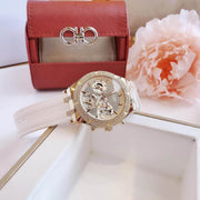  Shop Authentic Guess Heiress Diamonds Gold Dial White Rubber Strap Watch for Women - GW0407L2 - Luxxuri
