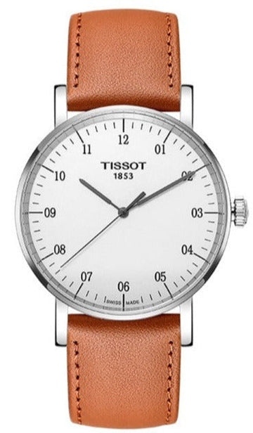  Shop Authentic Tissot T Classic Everytime Large White Dial Brown Leather Strap Watch For Men - T109.610.16.037.00 - Luxxuri