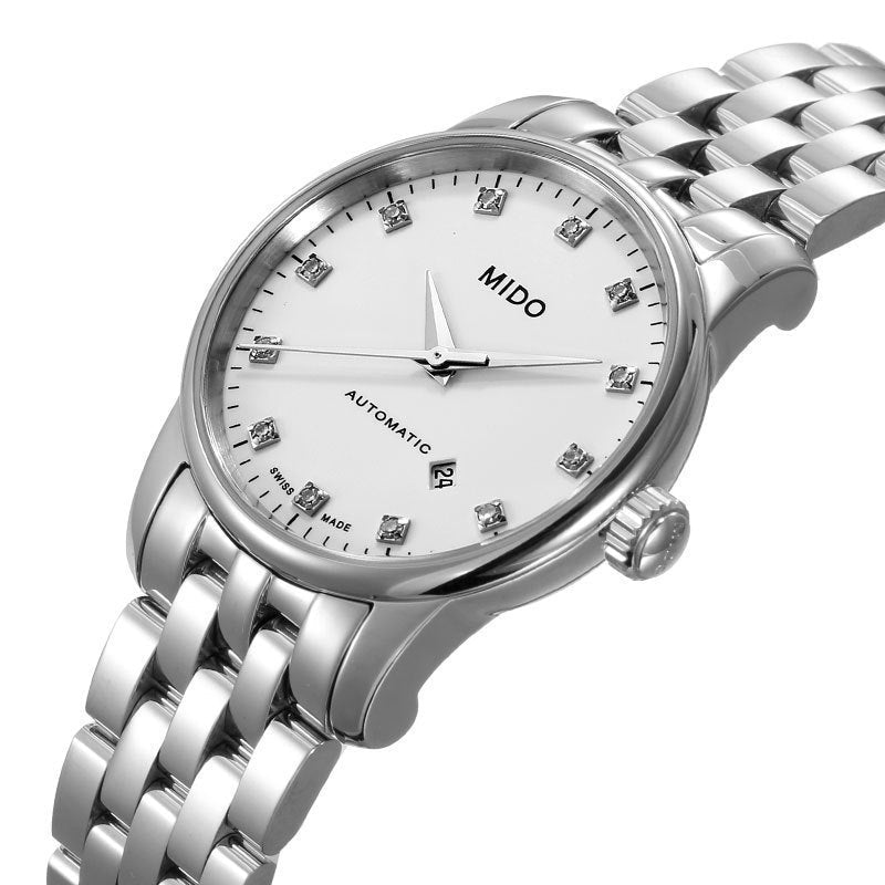  Shop Authentic Mido Baroncelli III Automatic Diamonds White Dial Silver Steel Strap Watch For Women - M7600.4.66.1 - Luxxuri