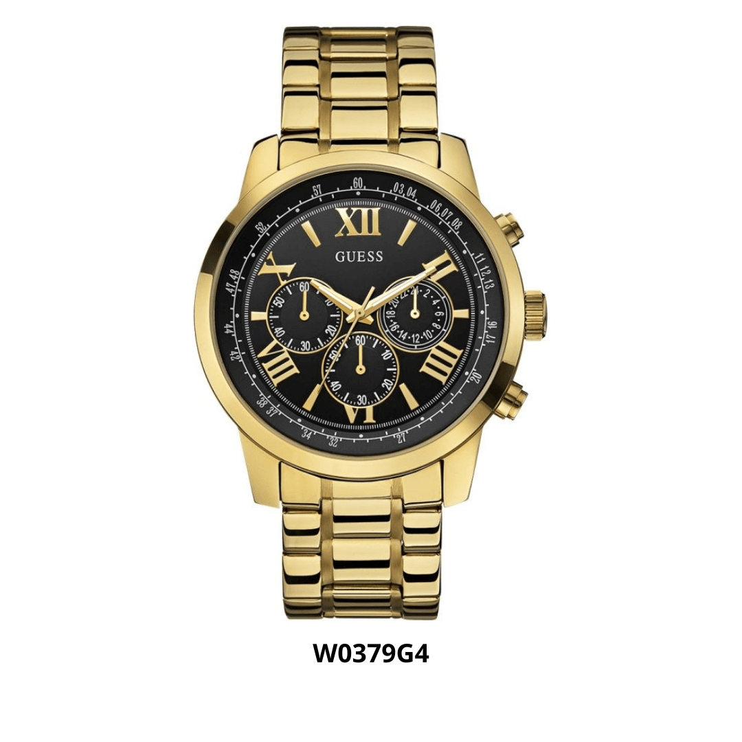  Shop Authentic Guess Horizon Chronograph Black Dial Gold Steel Strap Watch For Men - W0379G4 - Luxxuri