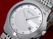  Shop Authentic Gucci G Timeless Diamonds Silver Dial Silver Steel Strap Watch For Men - YA126404 - Luxxuri
