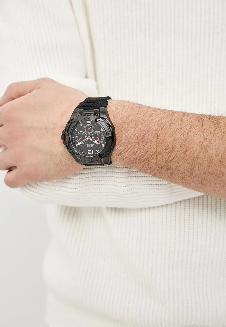  Shop Authentic Guess Genesis Quartz Black Dial Black Silicone Strap Watch For Men - W1254G2 - Luxxuri