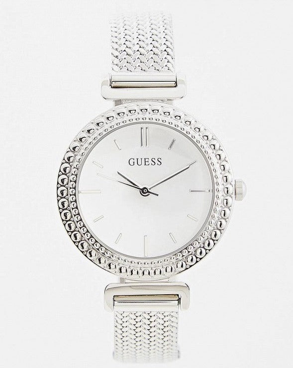  Shop Authentic Guess Quartz Silver Dial Silver Mesh Bracelet Watch For Women - W1152L1 - Luxxuri
