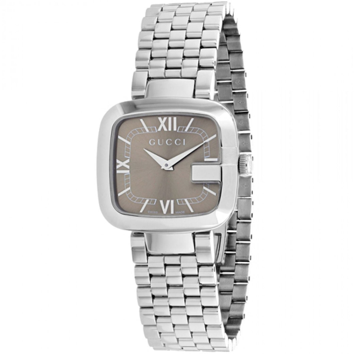  Shop Authentic Gucci G-Gucci Brown Dial Silver Steel Strap Watch For Women - YA125413 - Luxxuri