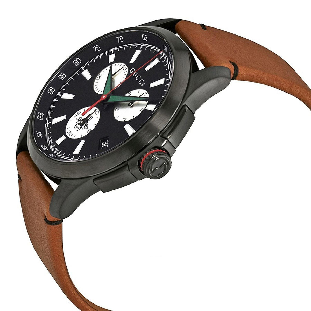  Shop Authentic Gucci G-Timeless Chronograph Black Dial Brown Leather Strap Watch For Men - YA126271 - Luxxuri