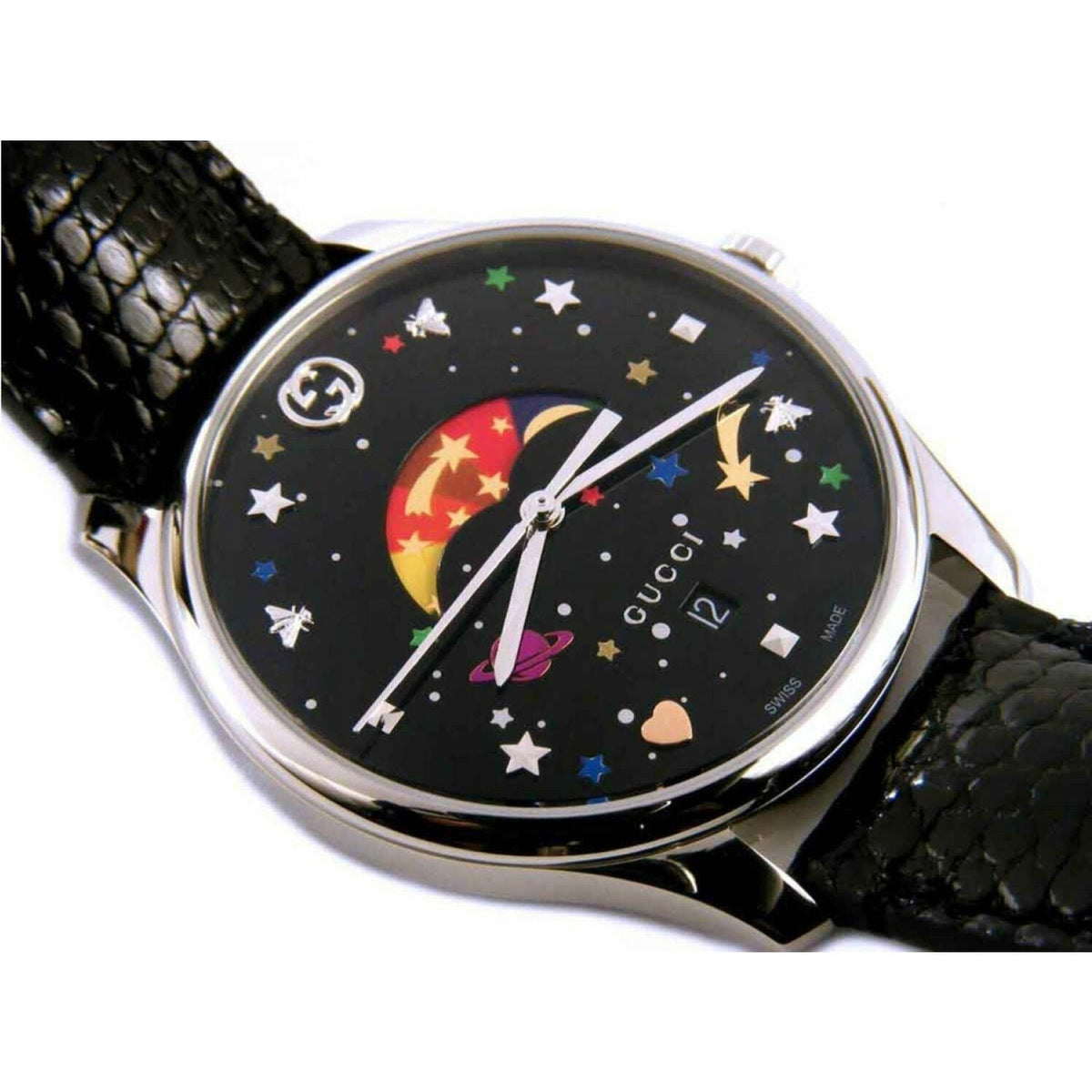 Shop Authentic Gucci G-Timeless Moonphase Black Dial Black Leather Strap Watch For Men - YA1264045 - Luxxuri