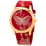  Shop Authentic Gucci G Timeless Quartz Red Dial Red Leather Strap Watch For Women - YA1264054 - Luxxuri