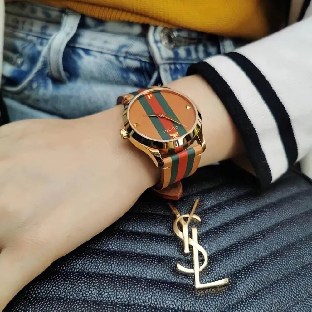  Shop Authentic Gucci G Timeless Quartz Brown Dial Brown Leather Strap Unisex Watch - YA1264077 - Luxxuri