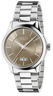  Shop Authentic Gucci G Timeless Automatic Brown Dial Silver Steel Strap Watch For Women - YA126431A - Luxxuri