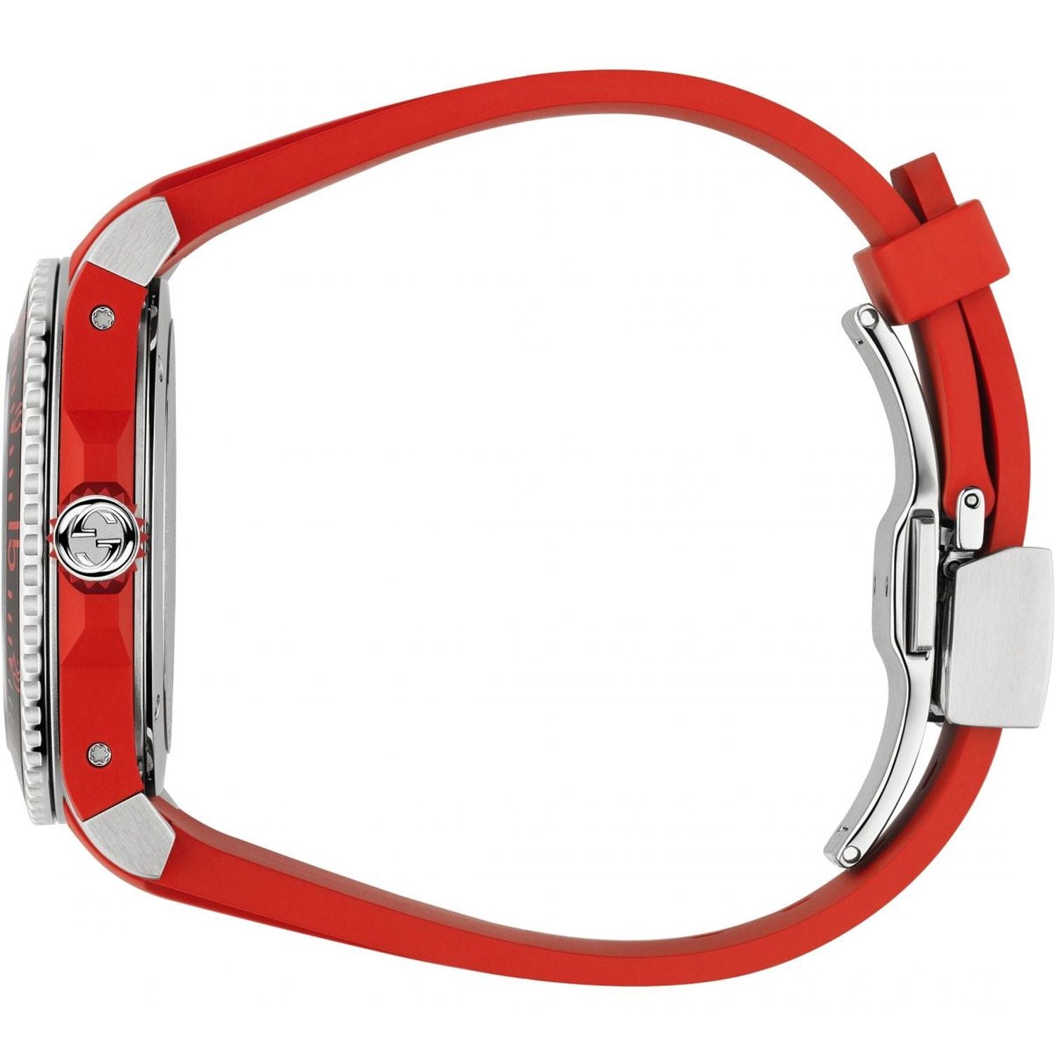  Shop Authentic Gucci Dive Quartz Black Dial Red Rubber Strap Watch For Men - YA136309 - Luxxuri