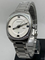  Shop Authentic Gucci GG2570 Diamonds White Dial Silver Steel Strap Watch For Women - YA142506 - Luxxuri