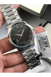  Shop Authentic Gucci G Timeless Black Dial Silver Steel Strap Unisex Watch - YA126457 - Luxxuri