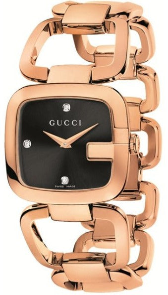  Shop Authentic Gucci G Gucci Diamonds Black Dial Rose Gold Steel Strap Watch For Women - YA125409 - Luxxuri