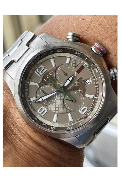  Shop Authentic Gucci G Timeless Brown Dial Silver Steel Strap Watch For Men - YA126248 - Luxxuri