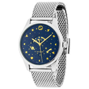 Shop Authentic Gucci G-Timeless Motifs Moon Phase Blue Dial Silver Mesh Bracelet Watch For Men - YA126328 - Luxxuri
