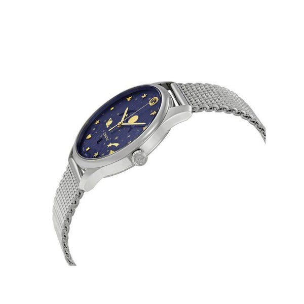  Shop Authentic Gucci G-Timeless Motifs Moon Phase Blue Dial Silver Mesh Bracelet Watch For Men - YA126328 - Luxxuri