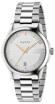  Shop Authentic Gucci G Timeless Silver Dial Silver Steel Strap Unisex Watch - YA126442 - Luxxuri