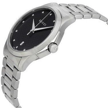  Shop Authentic Gucci G Timeless Diamonds Black Dial Silver Steel Strap Watch For Men - YA126456 - Luxxuri