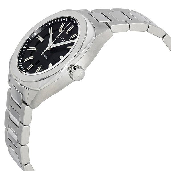  Shop Authentic Gucci GG2570 Quartz Black Dial Silver Steel Strap Watch For Men - YA142401 - Luxxuri