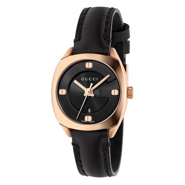  Shop Authentic Gucci GG2570 Quartz Black Dial Black Leather Strap Watch For Women - YA142509 - Luxxuri