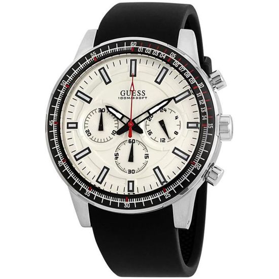  Shop Authentic Guess Fuel Multifunction White Dial Black Rubber Strap Watch for Men - W0802G1 - Luxxuri