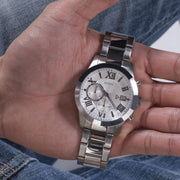  Shop Authentic Guess Atlas Chronograph Silver Dial Silver Steel Strap Watch For Men - W0668G7 - Luxxuri